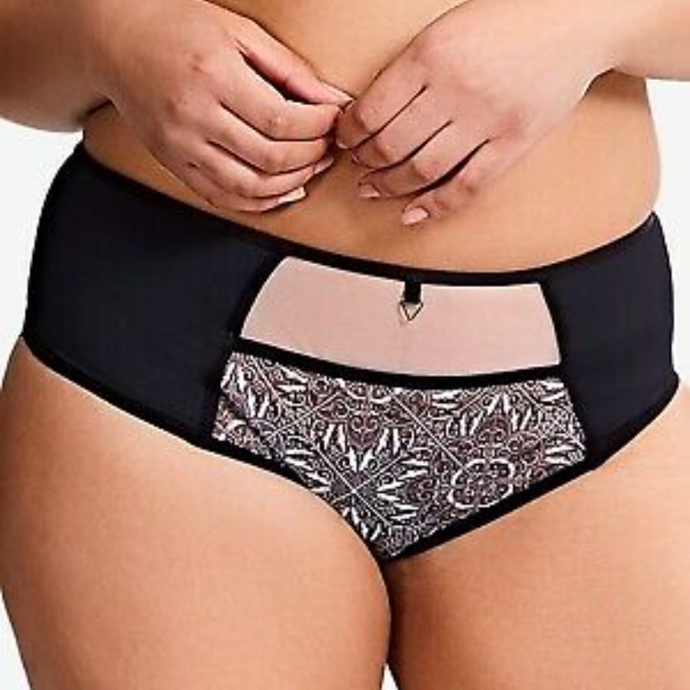 Sculptresse Womens Brief Black Contrast Panel NWT